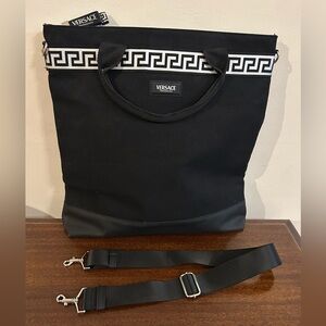 NEW Versace Black Canvas tote